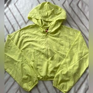 EUC La SENZA Women’s Neon Yellow Oversized Cropped Windbreaker Size XS